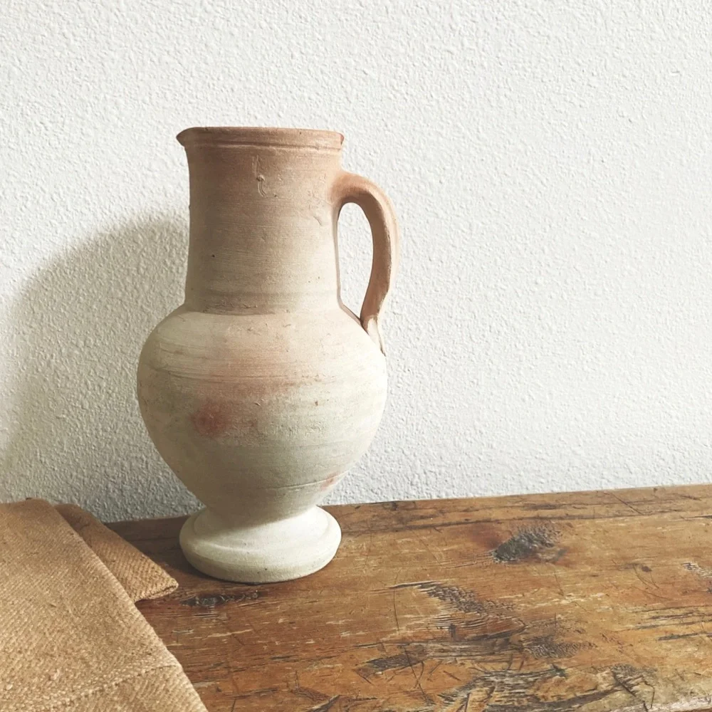 Vintage style clay stoneware pitcher